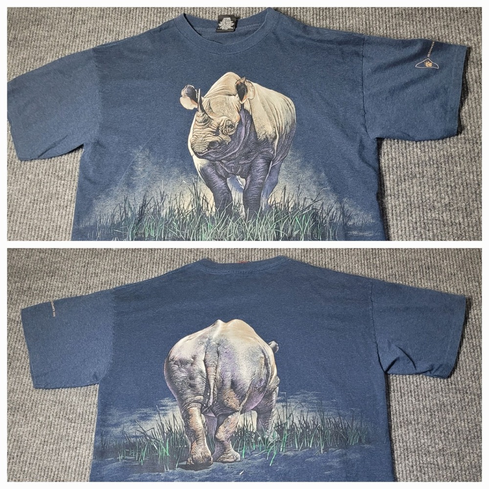 Rhinoceros‎ Front & Back Sedgwick County Zoo T-Shirt Men's Size XL Signal Sport